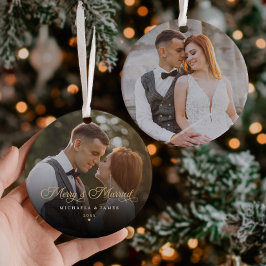 Merry & Verheiratetes frisch verheiratetes Foto Keramik Ornament