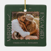 Merry & Verlobt Modern Minimal Wavy Foto Keepake Keramikornament (Rückseite)