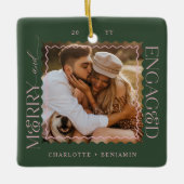 Merry & Verlobt Modern Minimal Wavy Foto Keepake Keramikornament (Vorderseite)