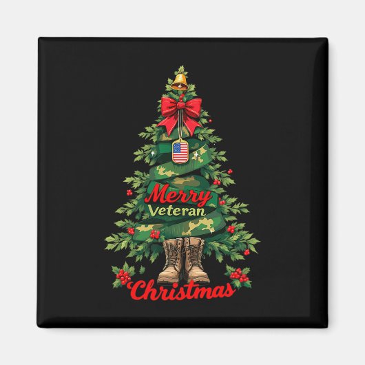 Merry Veteran Weihnachtsbaum Xmas Familie Matching Magnet (Vorne)