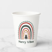 Merry Vibes Boho Rainbow Retro Weihnachts-Party Pappbecher (Rückseite)