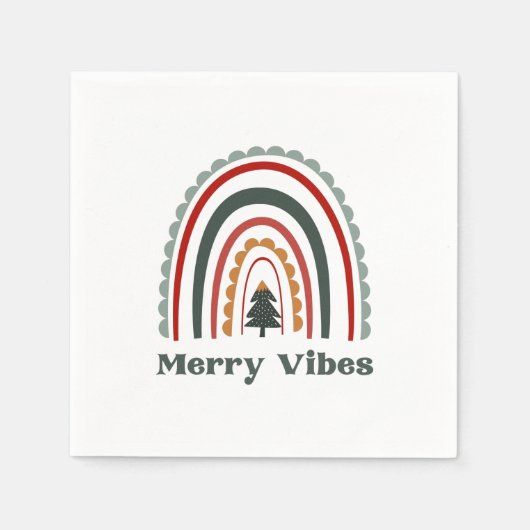 Merry Vibes Boho Rainbow Retro Weihnachts-Party Serviette (Vorderseite)