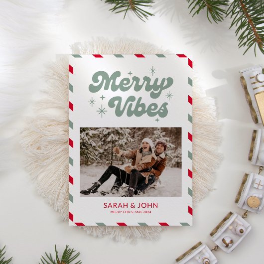 Merry Vibes Fun Retro Foto Weihnachten