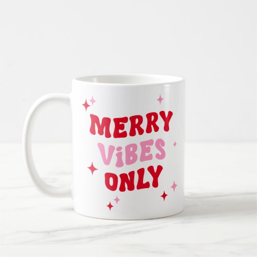 Merry Vibes nur | Modernes Retro-Weihnachtsfest-Fo Kaffeetasse (Links)