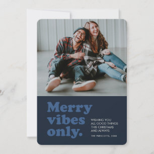 Merry vibes nur Retro Marine Weihnachtsfest Foto Feiertagskarte