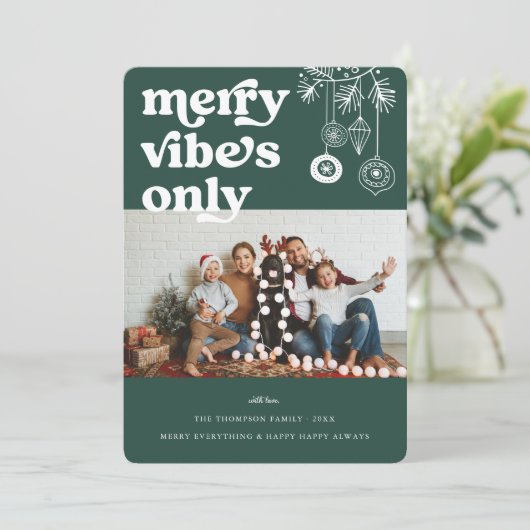 Merry Vibes nur | Retro Weihnachten Foto Urlaub (Stehend Vorderseite)