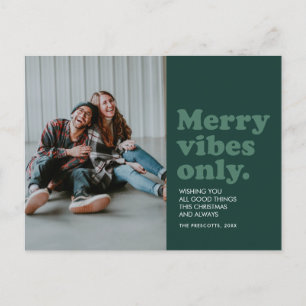Merry vibes nur Retrogrün Feiertagspostkarte