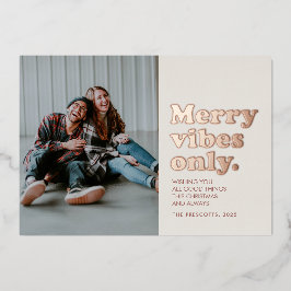 Merry vibes nur Rettro Weihnachtsreise-Karte Folien Feiertagskarte