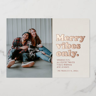 Merry vibes nur Rettro Weihnachtsreise-Karte Folien Feiertagskarte