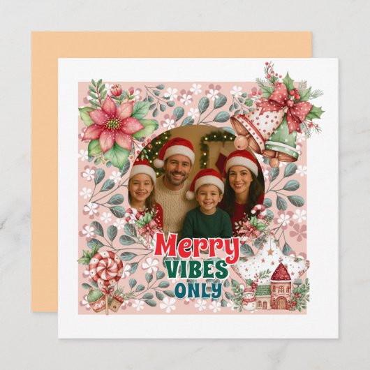 Merry Vibes Only – Funny Christmas Card (Vorne/Hinten)