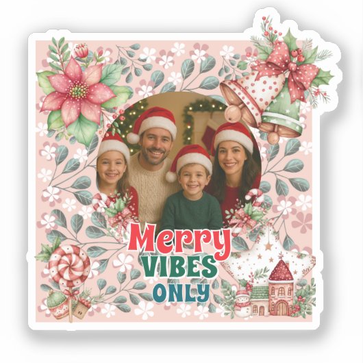 Merry Vibes Only – Funny Christmas Card Aufkleber (Vorderseite)