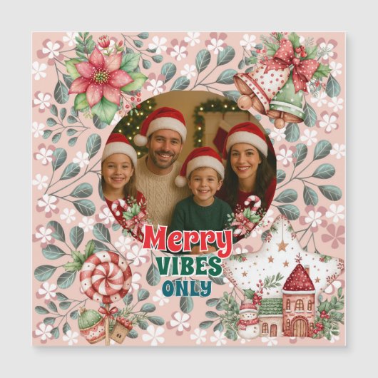 Merry Vibes Only – Funny Christmas Card Magnetkarte (Vorderseite)