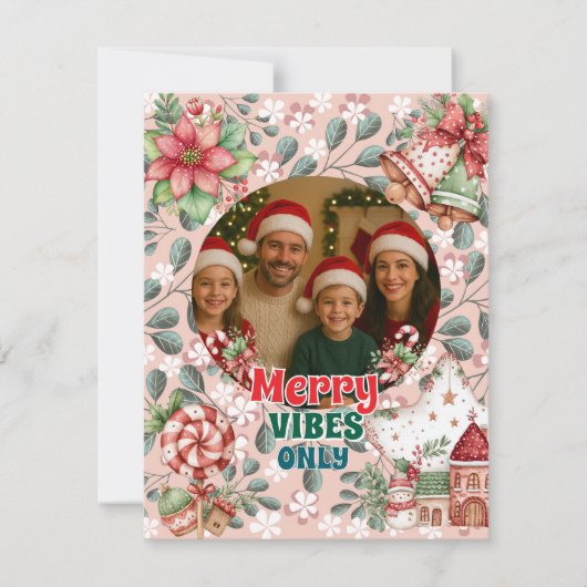 Merry Vibes Only – Funny Christmas Card RSVP Karte (Vorderseite)