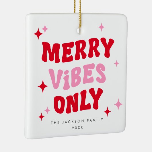 Merry Vibes Only | Modern Retro Christmas Photo Keramikornament (Rechts)