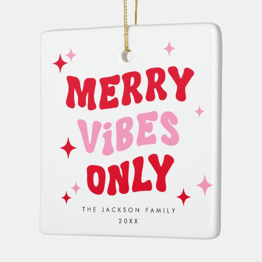 Merry Vibes Only | Modern Retro Christmas Photo Keramikornament (Links)