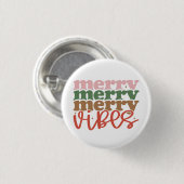 Merry Vibes Retro Groovy Weihnachtsferien Button (Vorne & Hinten)