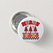 Merry Vibes Retro Groovy Weihnachtsferien Button (Vorne & Hinten)