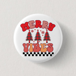 Merry Vibes Retro Groovy Weihnachtsferien Button