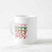 Merry Vibes Retro Groovy Weihnachtsferien Kaffeetasse (Vorderseite Links)