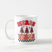 Merry Vibes Retro Groovy Weihnachtsferien Kaffeetasse (Links)