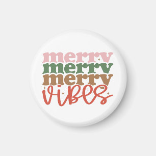 Merry Vibes Retro Groovy Weihnachtsferien Magnet