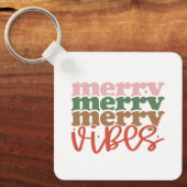 Merry Vibes Retro Groovy Weihnachtsferien Schlüsselanhänger (Vorderseite)