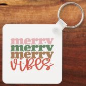 Merry Vibes Retro Groovy Weihnachtsferien Schlüsselanhänger (Rückseite)