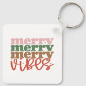 Merry Vibes Retro Groovy Weihnachtsferien Schlüsselanhänger (Rückseite)