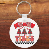 Merry Vibes Retro Groovy Weihnachtsferien Schlüsselanhänger (Rückseite)