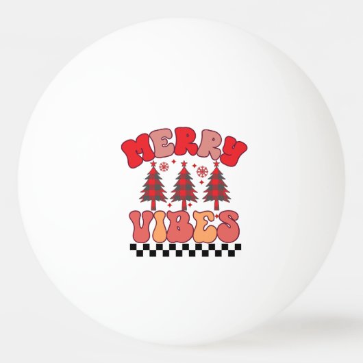 Merry Vibes Retro Groovy Weihnachtsferien Tischtennisball (Rückseite)