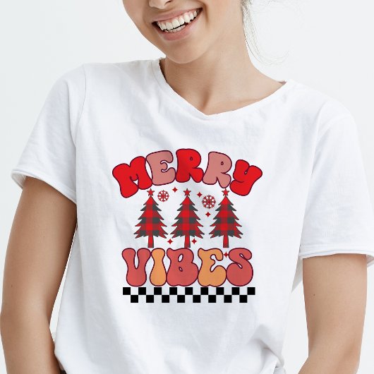 Merry Vibes Retro Groovy Weihnachtsferien Tri-Blend Shirt