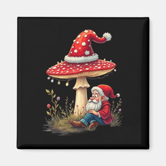 Merry Vintage Christmas Gnome Mushroom Santa Claus Magnet (Vorne)