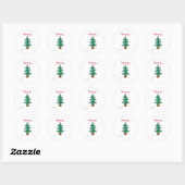 Merry Vintage Christmas Tree Classic Round Sticker (Blatt)
