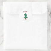 Merry Vintage Christmas Tree Classic Round Sticker (Tasche)