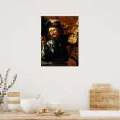 "Merry Violinist with Wine Glass" Poster (Küche)