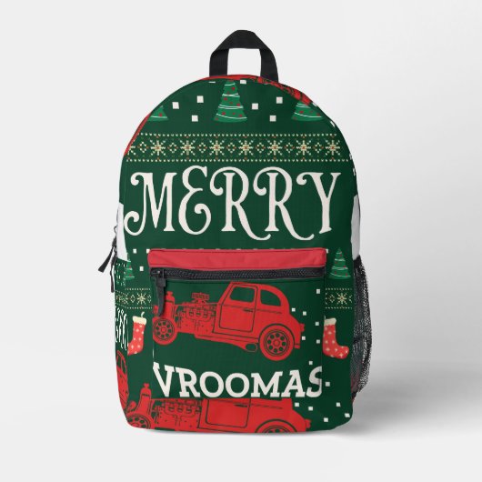 MERRY VROOMAS - CHRISTMAS UGLY SWEATER BEDRUCKTER RUCKSACK (Vorderseite)