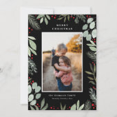 Merry Watercolor 1 Foto Weihnachtskarte Einladung (Vorderseite)