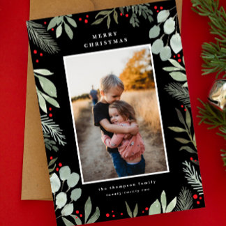 Merry Watercolor 1 Foto Weihnachtskarte Einladung