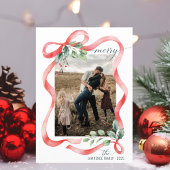 Merry Watercolor Bow Frame Ein Foto Weihnachten
