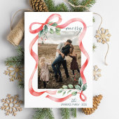 Merry Watercolor Bow Frame Ein Foto Weihnachten