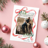 Merry Watercolor Bow Frame Ein Foto Weihnachten