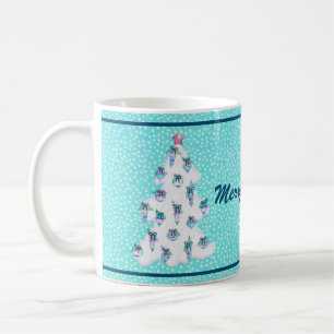 Merry Watercolor Weihnachtsschmuck auf Aqua Snow Kaffeetasse