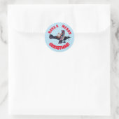 Merry Waving Santa Classic Round Aufkleber (Tasche)