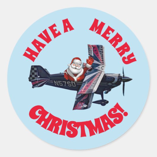 Merry Waving Santa Classic Round Aufkleber (Vorderseite)