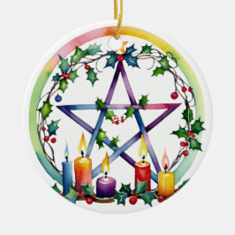 Merry Weihnachten Festive Pentagramm Winter Wiccan Keramik Ornament