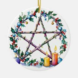 Merry Weihnachten Festive Pentagramm Winter Wiccan Keramik Ornament