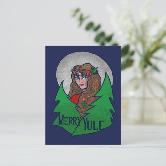 Merry Weihnachten Goddess Art Pagan und Wiccan Wei Postkarte (Stehend Vorderseite)