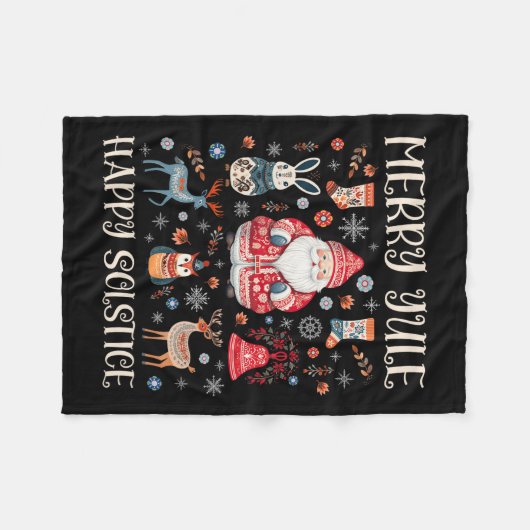 Merry Weihnachten Happy Solstice Cotattcore Skandi Fleecedecke (Vorderseite (Horizontal))