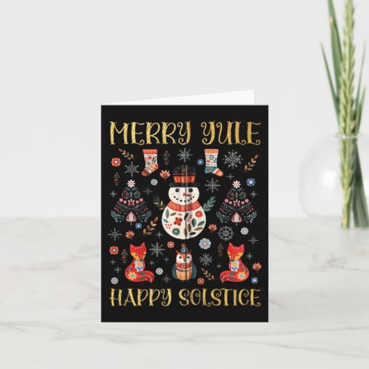 Merry Weihnachten Happy Solstice Cotattcore Skandi Karte (Vorderseite)