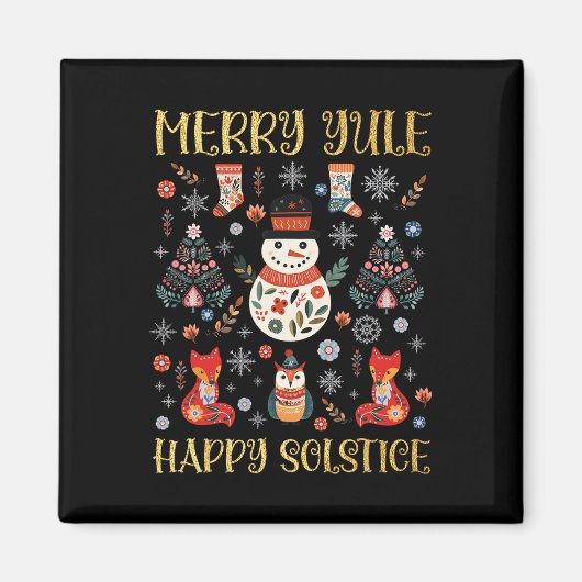 Merry Weihnachten Happy Solstice Cotattcore Skandi Magnet (Vorne)
